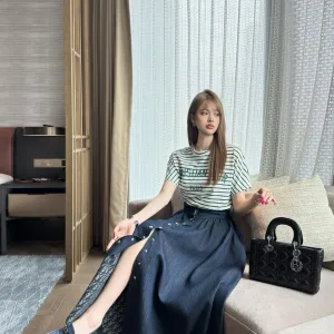 Luxury High Quality Dior Denim Midi Skirt For Summer