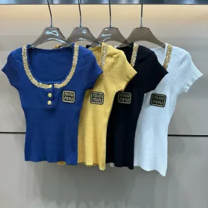 Aaa Miu Miu Gold Short Sleeves