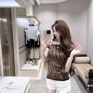 Designer High Quality Fendi Jacquard Short Sleeves