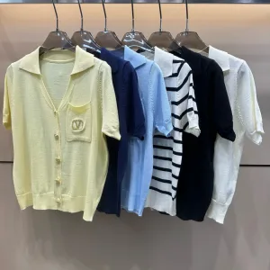 High Quality Aaa Valentino Gold Short Sleeves