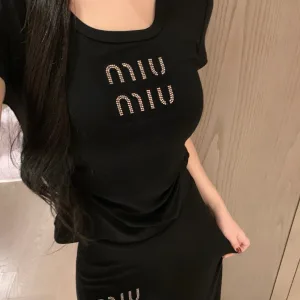 Designer Aaa Miu Miu Stone Short-Sleeved Shirt