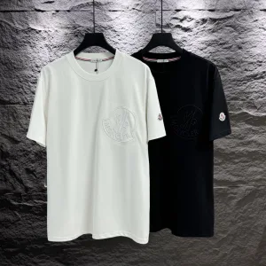 Luxury Super Clone Moncler Ruler Red Cotton Pure Silk Silky Smooth Spring Summer And Embroidery Patch