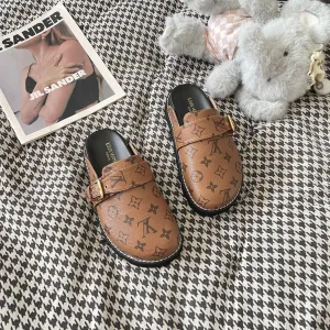 Designer Super Clone Louis Vuitton Slippers Genuine Leather Summer