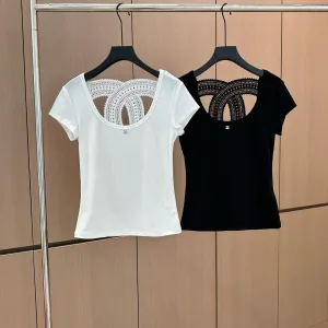 1:1 Luxury Chanel Lace Short-Sleeved T-Shirt
