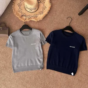 Designer Miu Miu Jacquard Short Sleeves