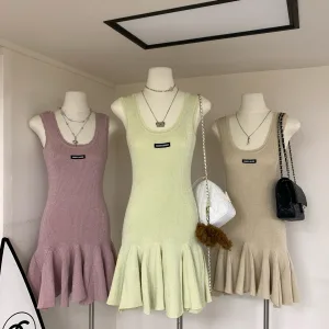 Designer High Quality Miu Miu Gold Dresses