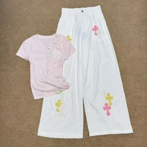 Designer Chrome Hearts Leather Casual Pants