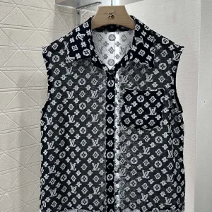 Designer Luxury Louis Vuitton Jacquard Sleeveless Shirt