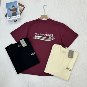 High Quality Reps Balenciaga Short-Sleeved T-Shirt Red Cotton Pure