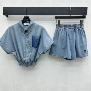 High Quality Miu Miu Denim Short-Sleeved Shirts