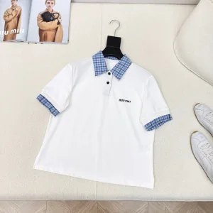 Luxury High Quality Miu Miu Plaid Short-Sleeved Shirt