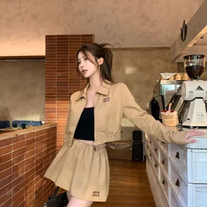 Designer Luxury Miu Miu Leather Long-Sleeved Jackets For Autumn