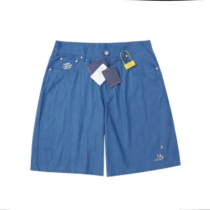 High Quality Designer Louis Vuitton Short-Sleeved Shirts Red Cotton Denim Embroidery
