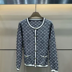 Luxury Louis Vuitton Gold Long-Sleeved Cardigan