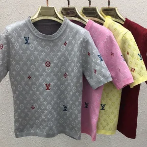 Luxury 1:1 Louis Vuitton Jacquard Short Sleeves