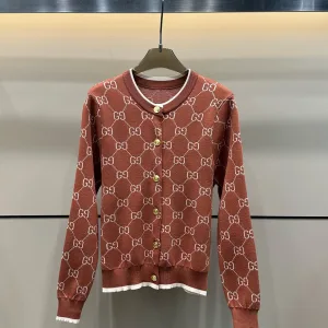 1:1 Gucci Gold Long-Sleeved Cardigan