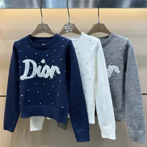 High Quality Luxury Dior Lace Long-Sleeved Sweater