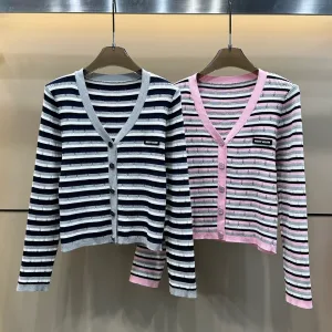 Designer Aaa Miu Miu Long-Sleeved Cardigan