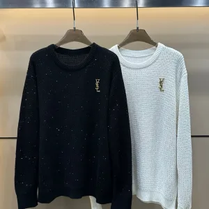 Designer Luxury Saint Laurent Stone Long-Sleeved Sweater