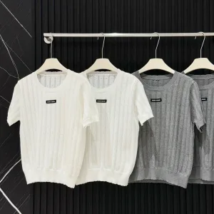 Luxury Miu Miu Lace Short Sleeves
