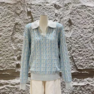 Designer Aaa Fendi Jacquard Long-Sleeved Sweater