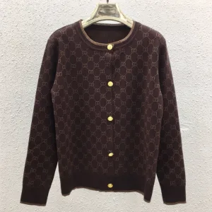 1:1 Designer Gucci Gold Long-Sleeved Cardigan