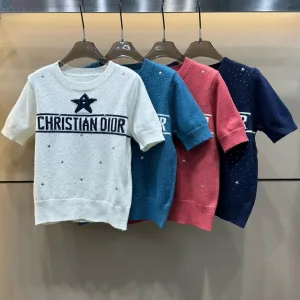 Luxury Designer Dior Jacquard Short Sleeves