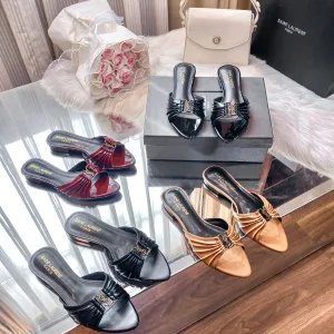 High Quality Saint Laurent Slippers Red Patent Leather