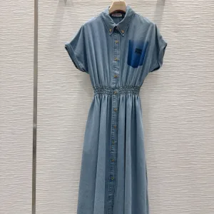 Aaa Miu Miu Denim Short-Sleeved Shirts