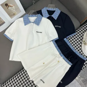 Designer Luxury Miu Miu Plaid Set