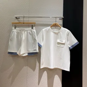 Designer Miu Miu Plaid Short-Sleeved Shirts