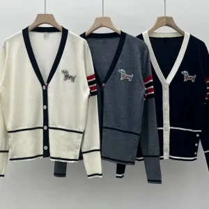 Luxury Thom Browne Jacquard Long-Sleeved Cardigan