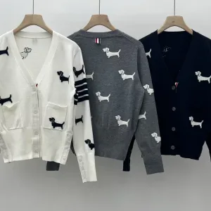 Aaa Thom Browne Jacquard Long-Sleeved Cardigan