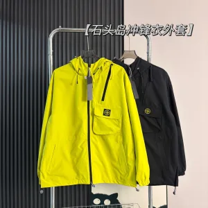 Designer Reps Stone Island Coat Green Woven Fabric