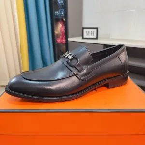 1:1 Hermès Leather Leather Shoes