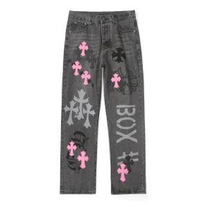 High Quality Chrome Hearts Jeans Purple Exquisite Workmanship Simple And Elegant Crisp Silhouette