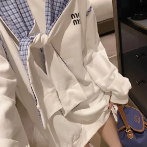 1:1 Miu Miu Plaid Hoodies