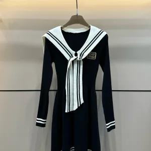 High Quality Luxury Miu Miu Gold Long-Sleeved Dress