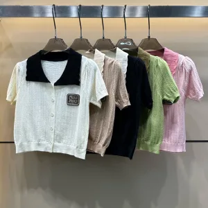 Luxury High Quality Miu Miu Gold Short Sleeves