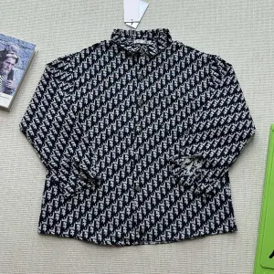 Luxury Dior Shirt Red Down Jacquard Denim Street Style Autumn Early