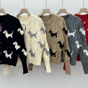 Designer Thom Browne Jacquard Long-Sleeved Sweater