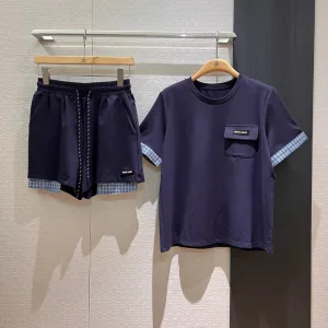 High Quality 1:1 Miu Miu Plaid Short-Sleeved Shirts