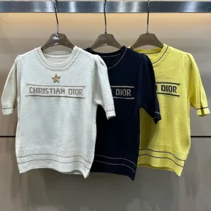 Luxury Designer Dior Jacquard Short Sleeves