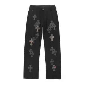 Luxury Reps Chrome Hearts Jeans Red Sheepskin Cowhide