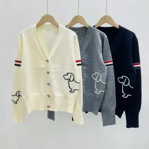 Designer Luxury Thom Browne Long-Sleeved Cardigan