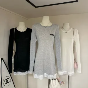 Aaa Designer Miu Miu Lace Long-Sleeved Dress