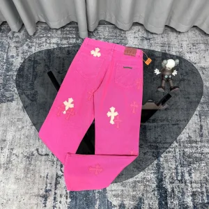 Reps Chrome Hearts Short-Sleeved Shirt Pink Denim Patch