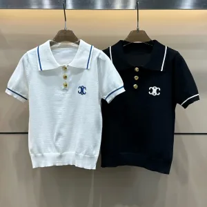 Luxury High Quality Celine Gold Short Sleeves