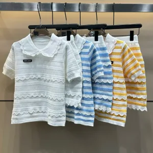 Aaa Miu Miu Lace Short-Sleeved Shirt