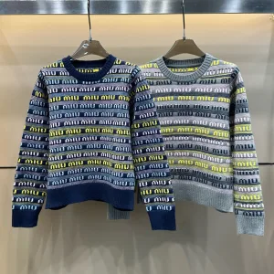 Designer Miu Miu Jacquard Long-Sleeved Sweater